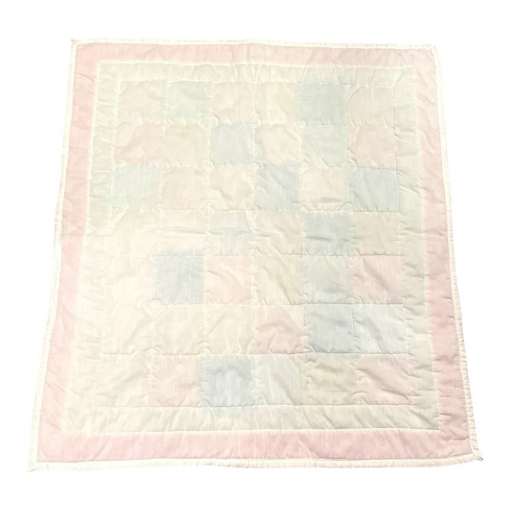 Handmade Baby Quilt Peter Rabbit Patchwork Blanket Bunnies Star Polka Dots 30x35